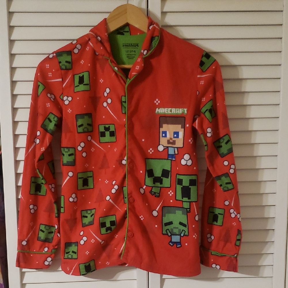 Minecraft Red Creeper Kids Pajama Top